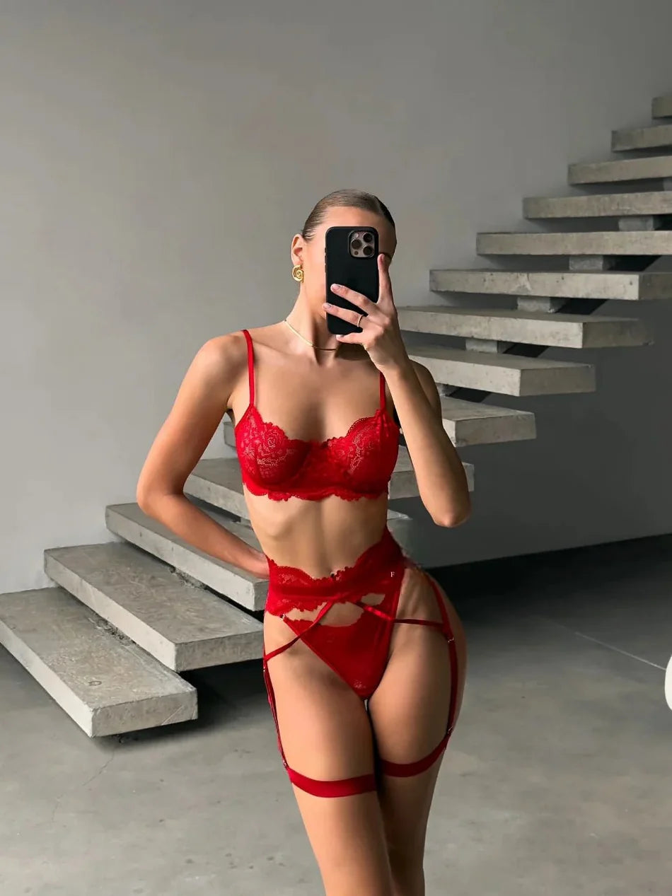 CRIMSON OBSESSION LACE JARTIYER TAKIM – TenneSecret Jartiyer Takımları