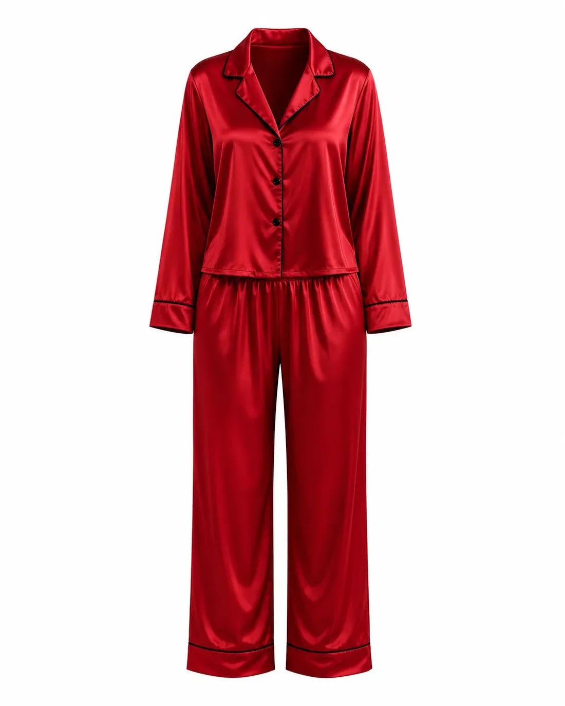 KIRMIZI BİYELİ SATEN PİJAMA TAKIMI – TenneSecret Pijama Takımları