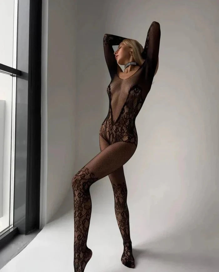 MIDNIGHT LACE BODYSTOCKING