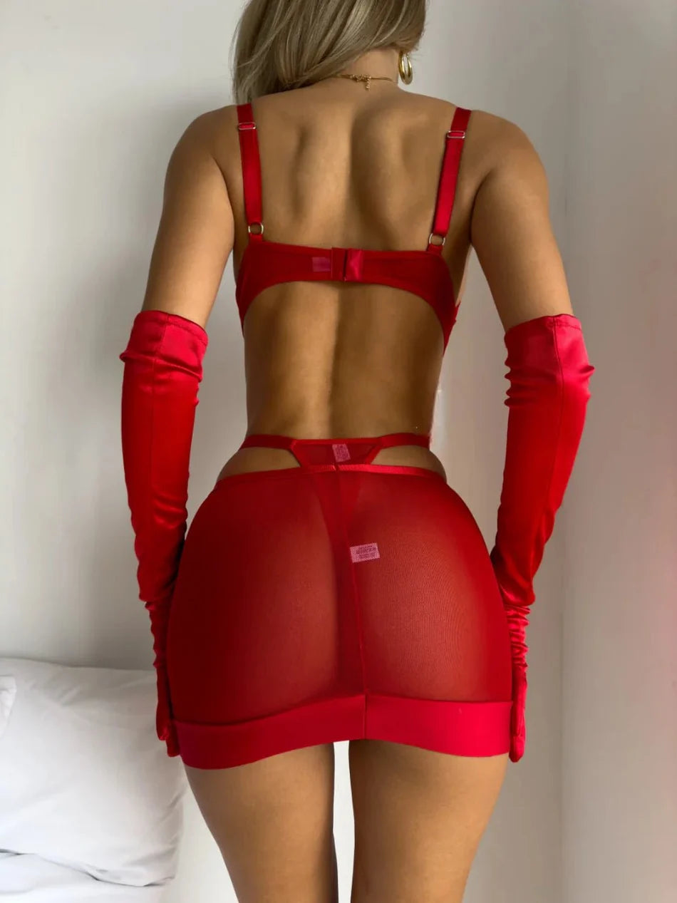 RED VALERIA LACE SET – TenneSecret Jartiyer Takımları