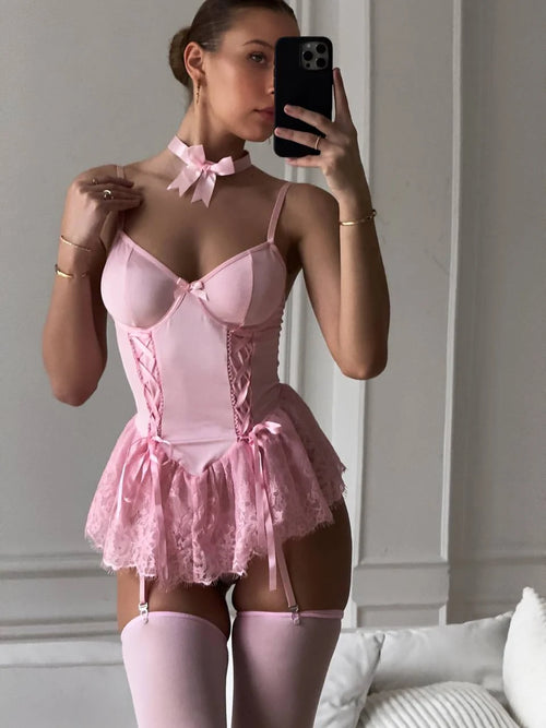 VELOURA BLUSH BABYDOLL (ÇORAP VE AKSESUAR DAHİL) – TenneSecret Babydoll