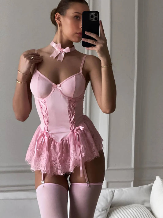 VELOURA BLUSH BABYDOLL (ÇORAP VE AKSESUAR DAHİL) – TenneSecret Babydoll